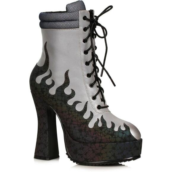 NEW Ellie 5.5" Heel Ankle Boots With Flame Women's 6 557/Fire White Black - Picture 1 of 10